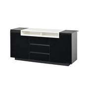 Credenza con 2 ante e 3 cassetti; illuminazione LED; per soggiorno; 140x40x68 cm; nera