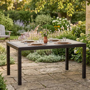 Tavolo da esterno Adila, Tavolo rettangolare da giardino, Tavolo da giardino multiuso effetto rattan, 100% Made in Italy, Cm 150x90h74, Antracite