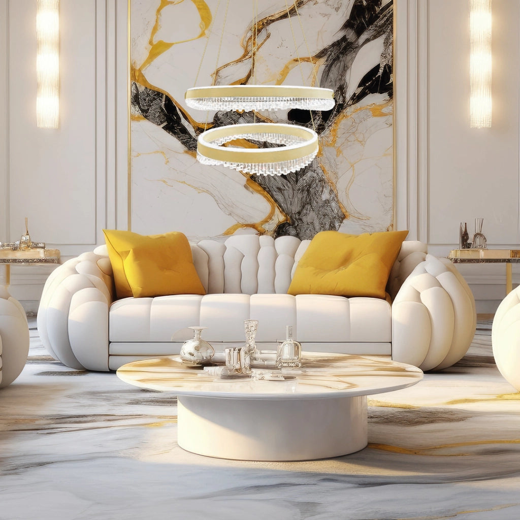 Lampada sospensione LED oro 2 anelli Ø60/40 Preciosa Milagro
