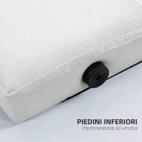 Testiera Letto Matrimoniale Imbottita con Design a Bottoni, in Pelle PU e MDF, 160x7x120 cm, Bianco