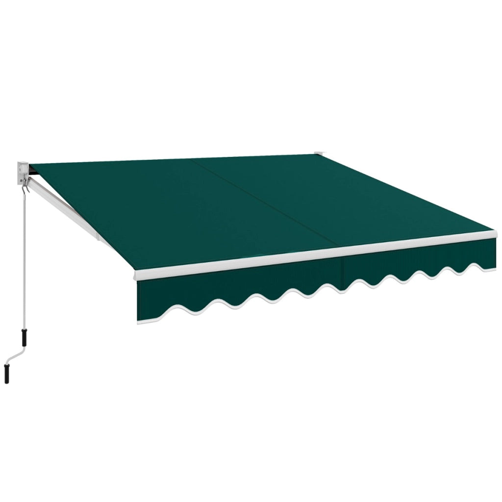 Tenda parasole in alluminio con manovella e poliestere impermeabile, Tenda da sole retrattile 245x200cm Verde-Tende parasole