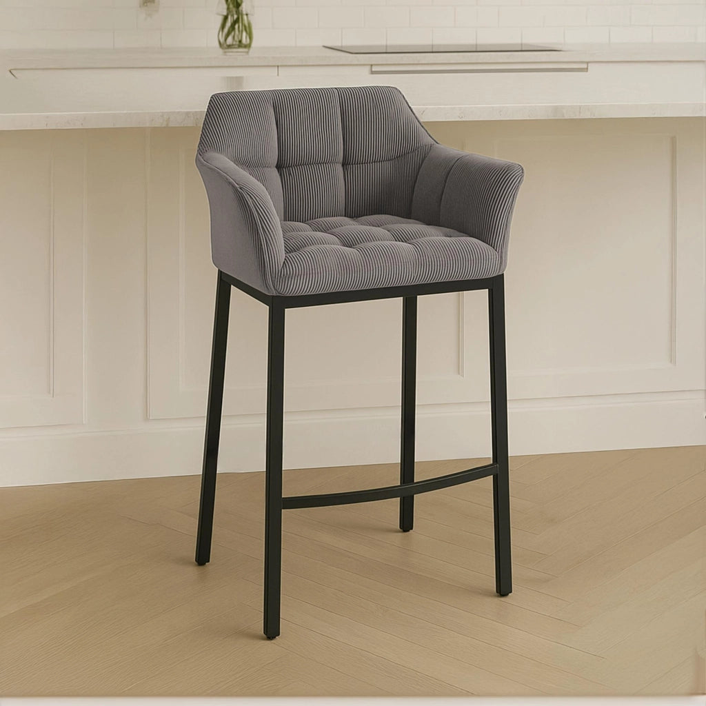 Sgabello bar Damaso B Cord con telaio a 4 piedi 2