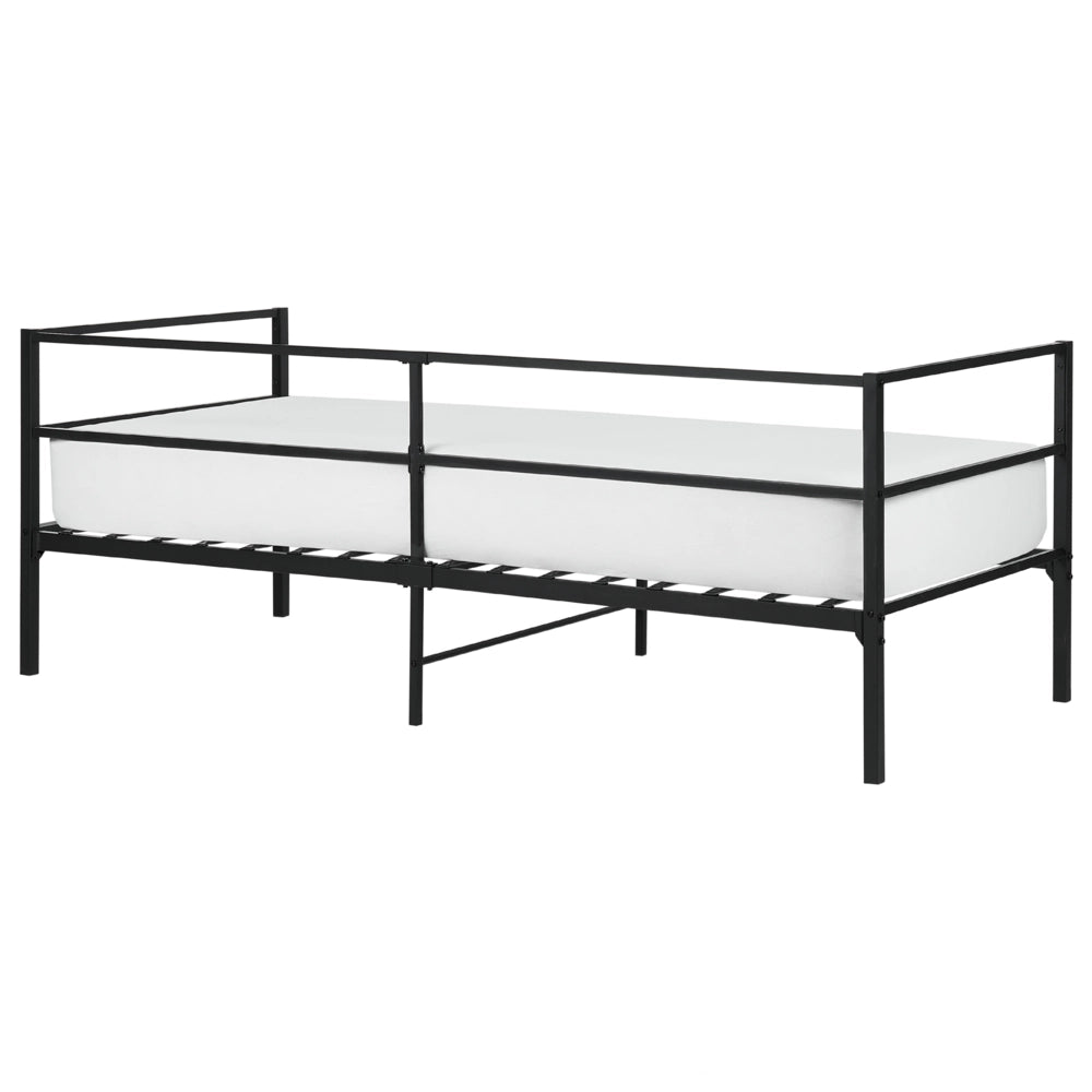 Letto in metallo nero UE singolo 90 x 200 cm 3ft stile industriale moderno con doghe integrate