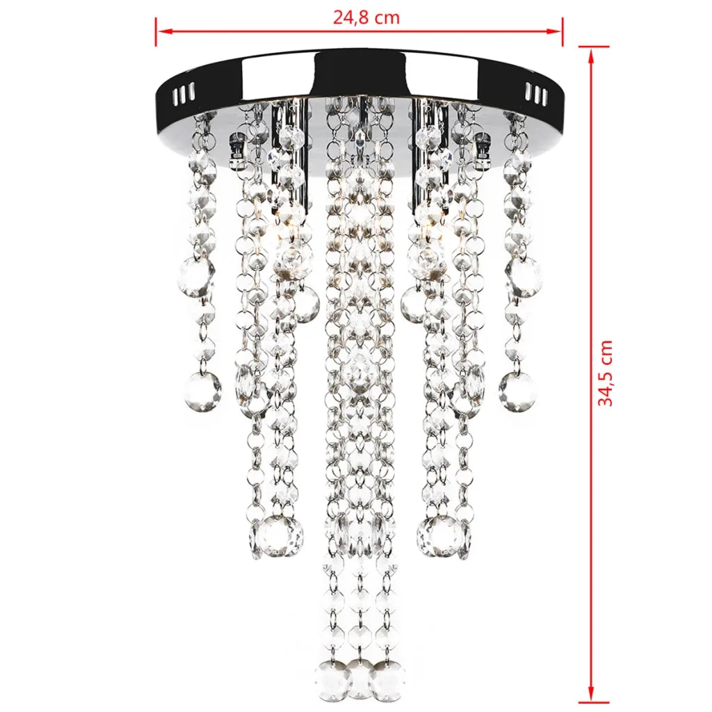Lampadario in Metallo Bianco con Perline in Cristallo 241382