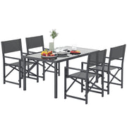 Set Tavolo da Pranzo con 4 Sedie Pieghevoli ¨C Xylo ¨C Vetro Temperato Grigio Metallo 4 Persone