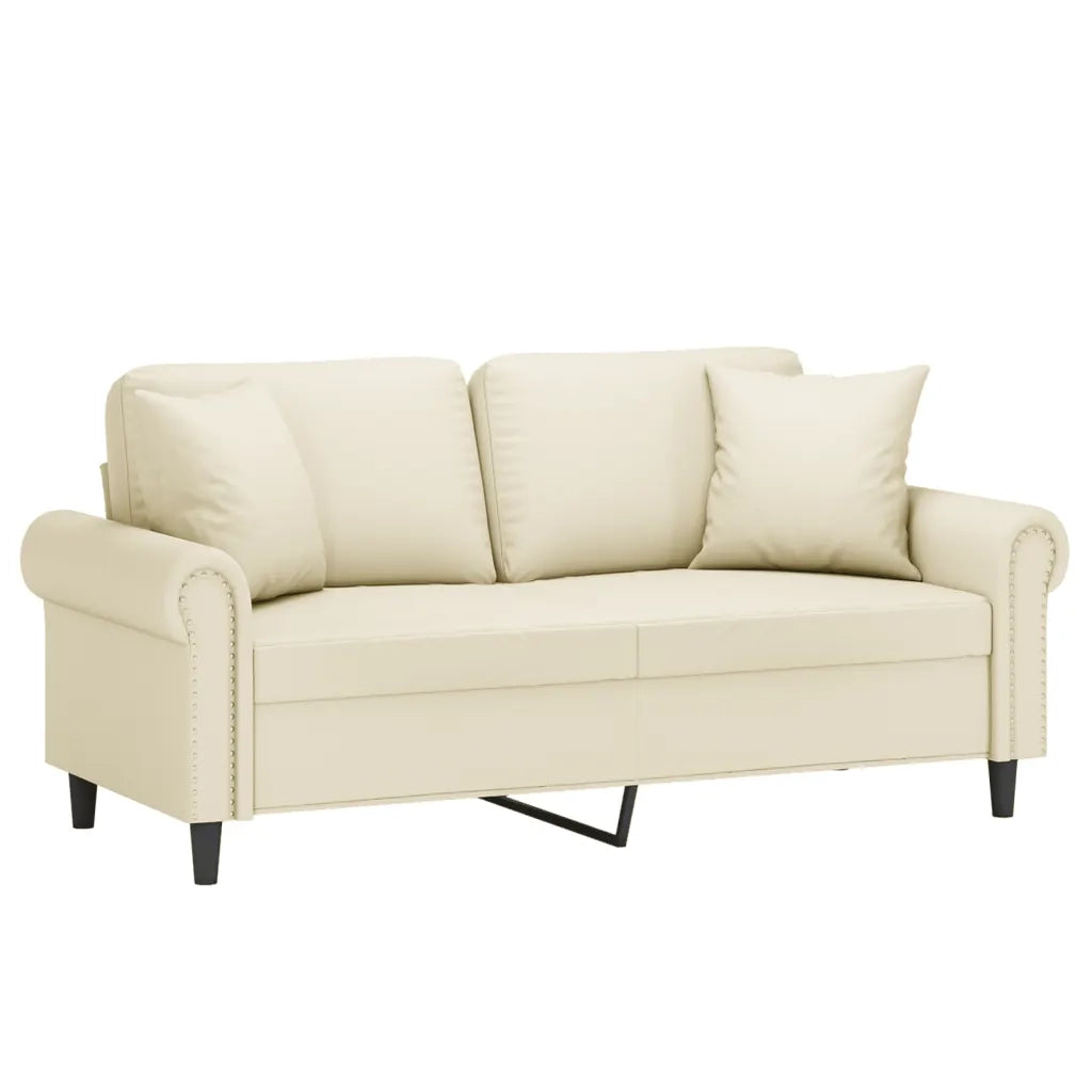 Divano a 2 Posti con Cuscini Crema 140 cm in Similpelle 3200931