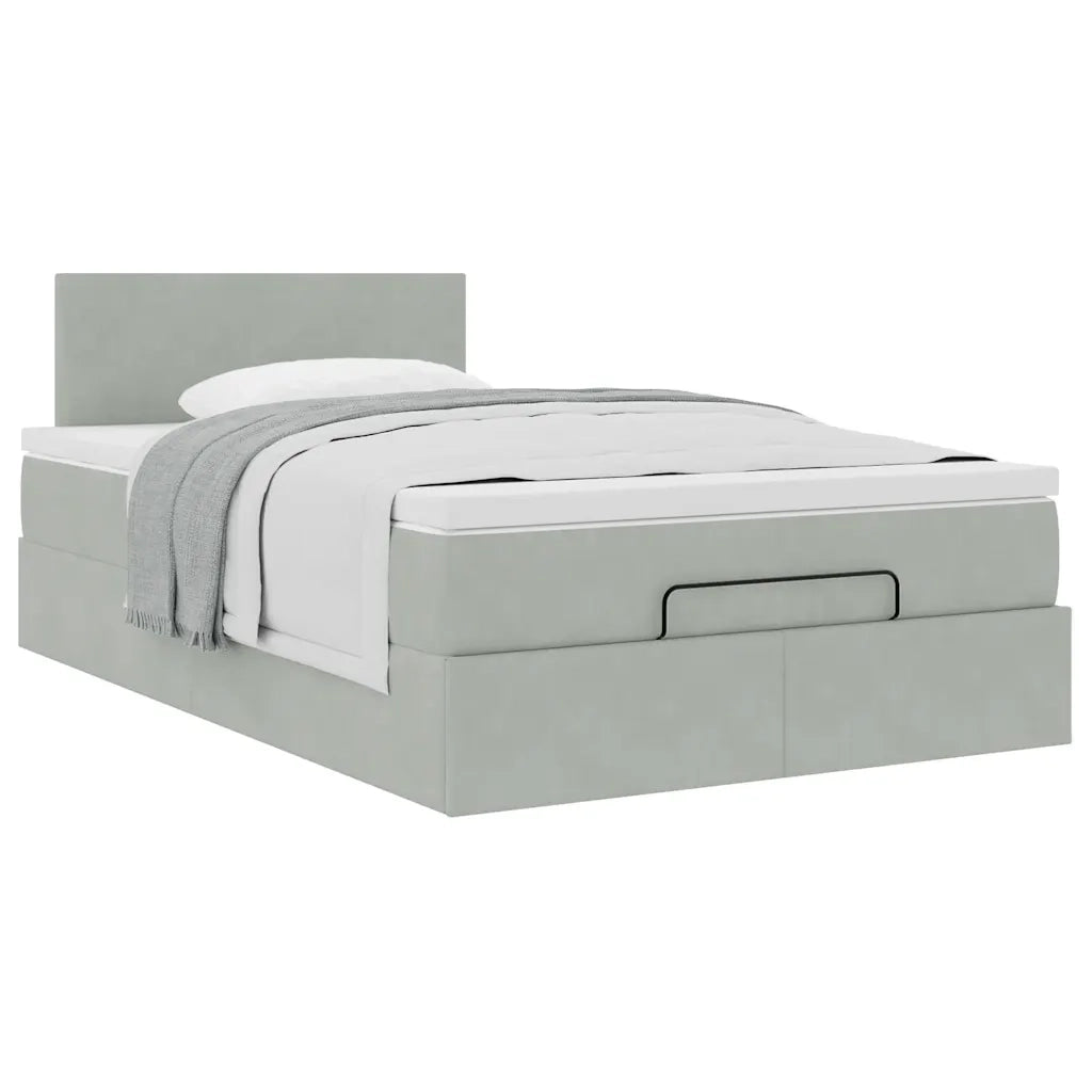 Pouf Letto con Materasso Grigio Chiaro 120x190 cm in Velluto 3311687