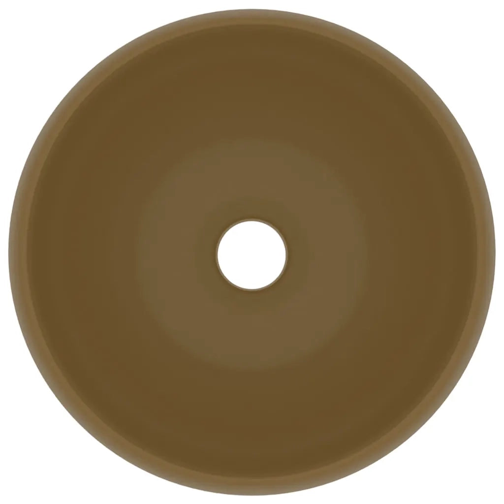 Lavandino Lusso Rotondo Crema Opaco 40x15 cm in Ceramica cod mxl 41072