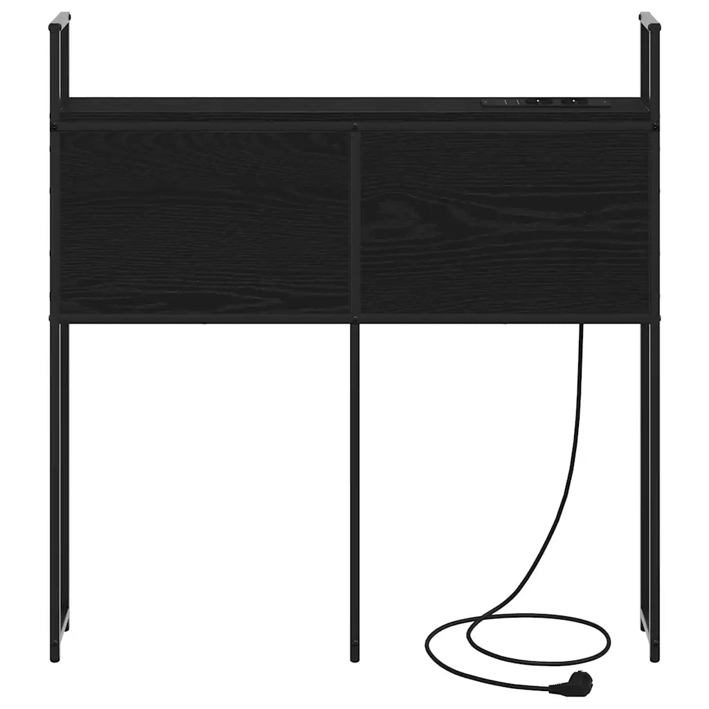 Testiera con Stazione di Carica e Storage-Testiera Multifunzionale-Testata Rovere nero 80 cm