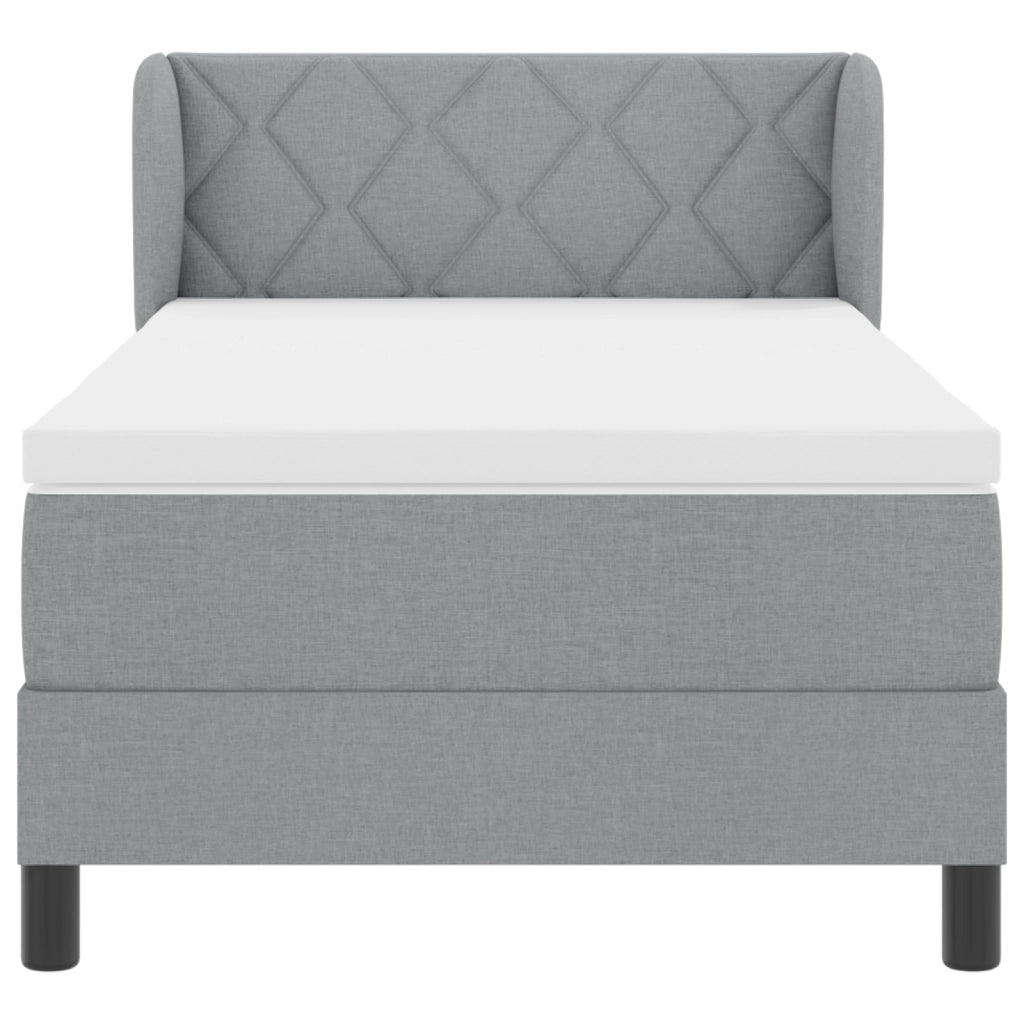 Letto Box Spring con Materasso Grigio Chiaro 90x190 cm Tessuto