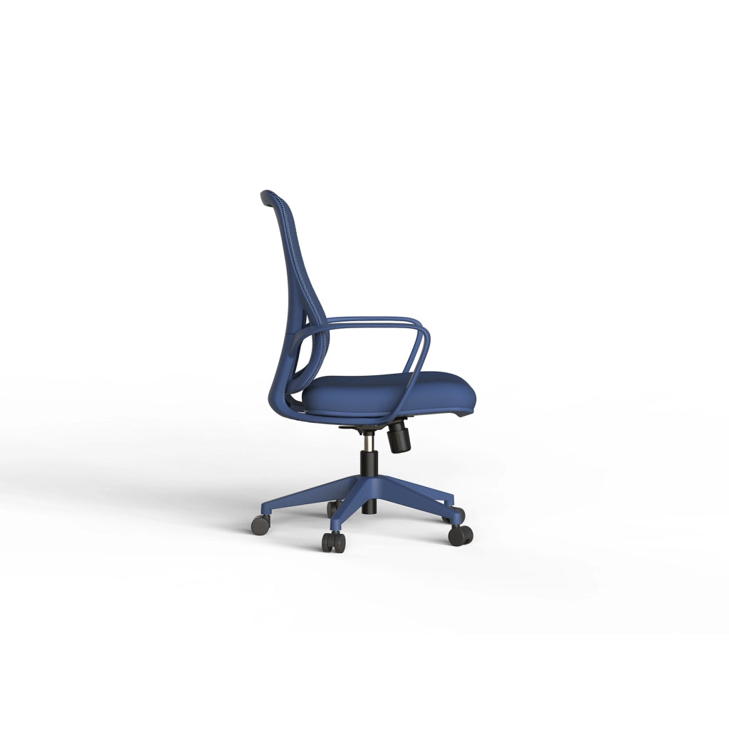 Sedia studio Hispanohogar altezza regolabile in tessuto blu