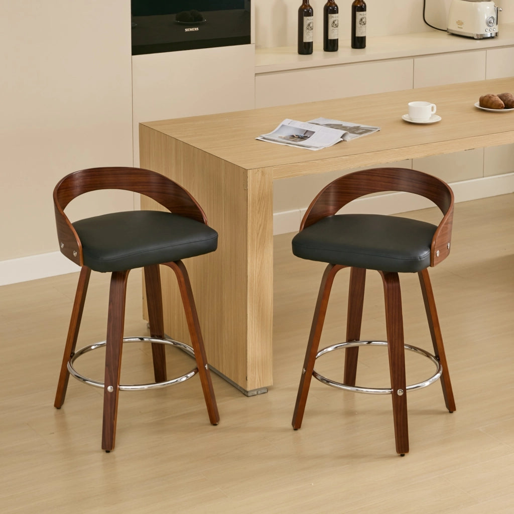 Sgabelli da Bar Set 2 Pezzi Girevoli con Seduta Imbottita ¨C Xylo ¨C Legno Nero 63cm