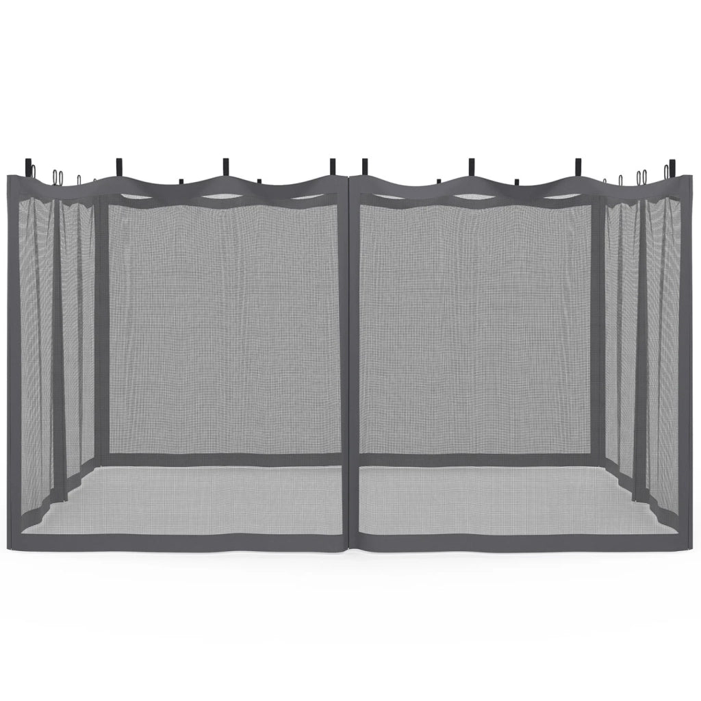 IDMarket - Set di 4 zanzariere per pergola bioclimatica 3x4 grigio con cerniera + ganci