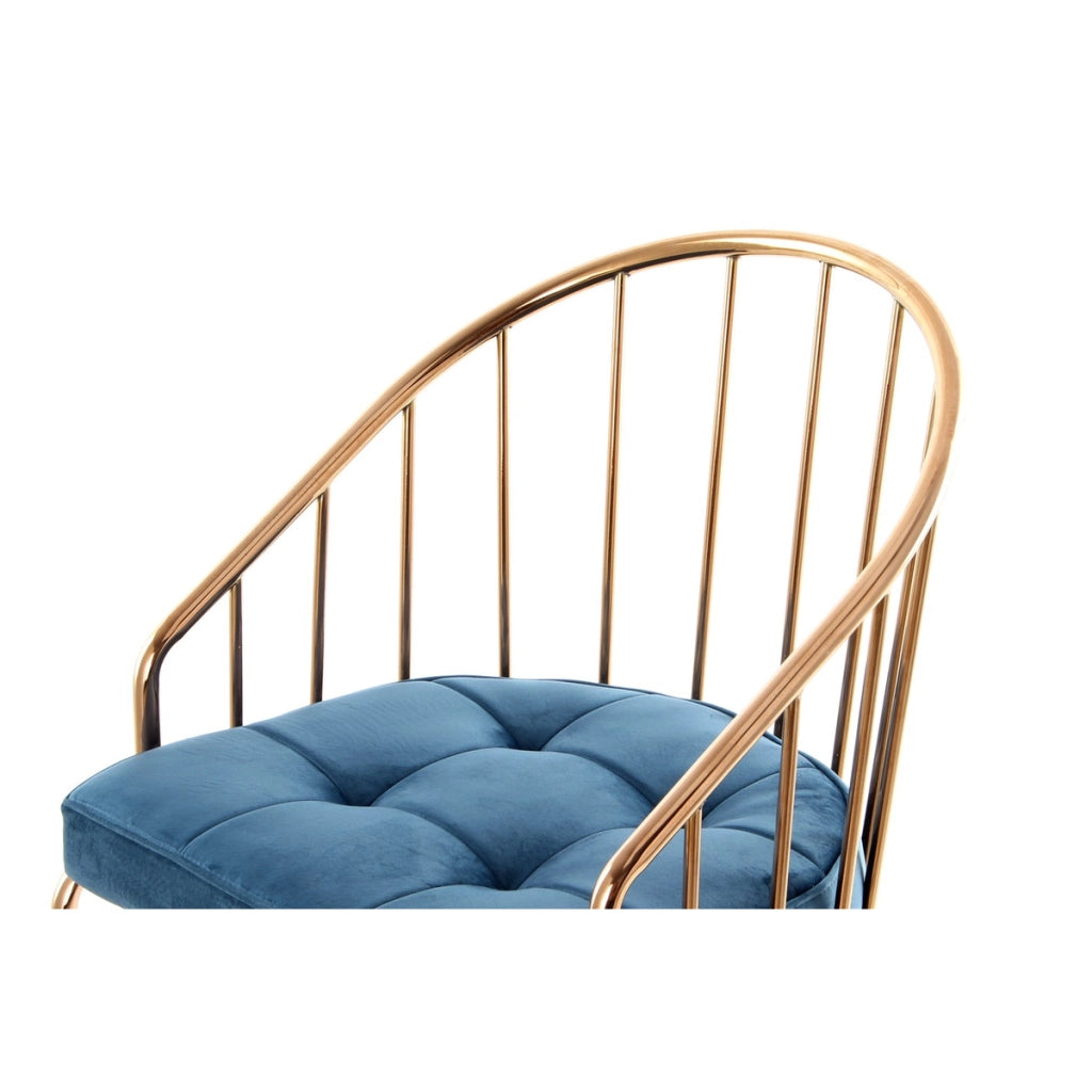 Sedia di design Palma in velluto blu scuro e metallo