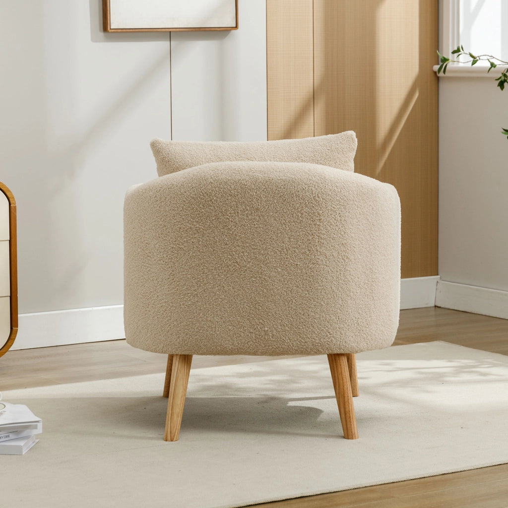 Poltrona - con cuscino schienale e seduta spessa - per soggiorno - in teddy beige