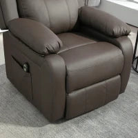 Poltrona Alzapersona Reclinabile con Poggiapiedi e Telecomando, in Pelle PU, 76x90x105 cm, Marrone