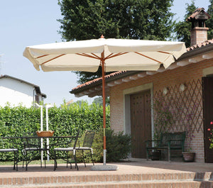 Ombrellone da Giardino 3x3 m Palo Ø48 mm in Legno Vorghini Classic Ecrù