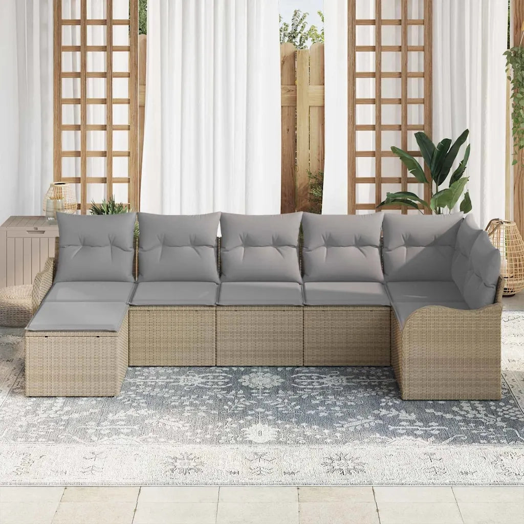 Set Divano da Giardino 7 pcs Beige polyrattan 3345790