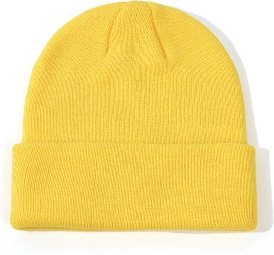 Mutine invernali per bambini - cappelli per bambini maschi e femmine - cappelli di lana caldi per neonati - cappelli per bambini all'aperto - adatti per bambini di 2-6 anni - giallo - 19*18cm