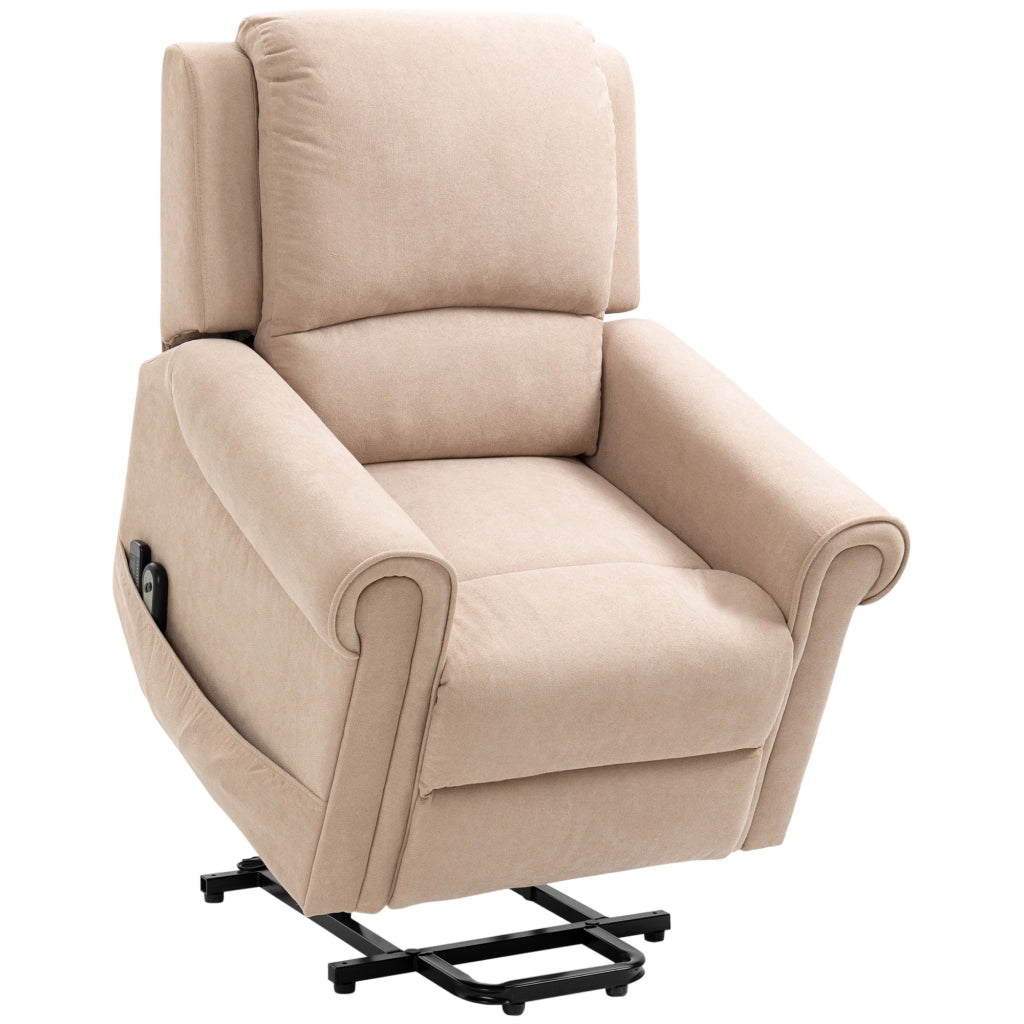 EasyComfort Poltrona Alzapersona Reclinabile fino a 135° con Telecomando e Poggiapiedi, 88x92x106 cm, Marrone Chiaro