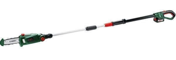 Bosch 06008B3100 UniversalChainPole 18 Potatore telescopico a batteria 18 Volt 2,5 Ah lunghezza barra 20 cm testa inclinabile 120° colore Nero
