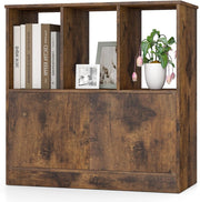 Libreria Scaffale con Ante con Chiusura Magnetica a Pressione, Libreria da Terra con Dispositivo Antiribaltamento, Mobile Portaoggetti per Soggiorno, Ufficio, Studio, 70x30x70cm (Marrone)