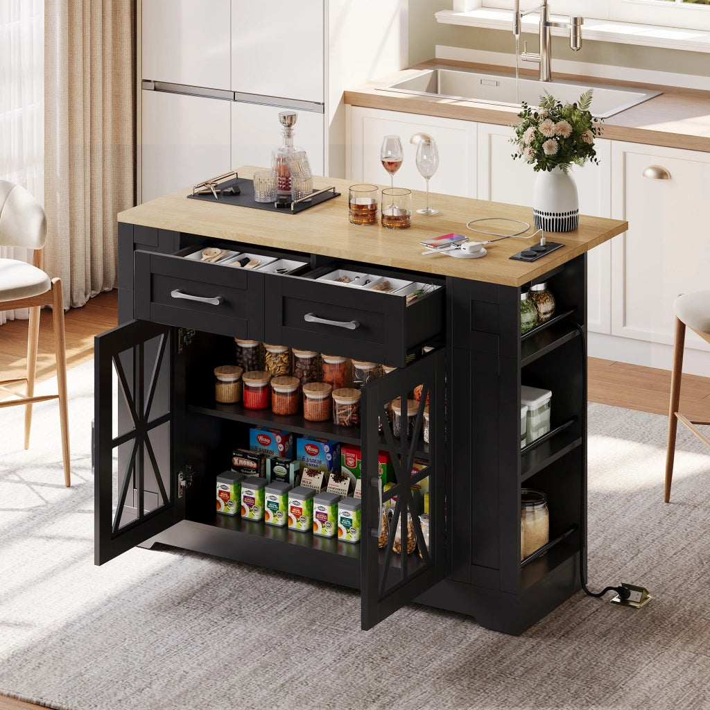ISOLA DA CUCINA 120x40(65)x92 cm MDF Nero/Naturale
