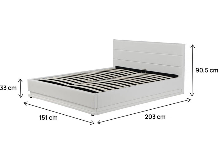 Letto LED con contenitore "Anastasia" - 140 x 190 cm - Bianco