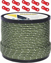 Telaio riflettente per campeggio - Corda nylon con spanne - 4mm, verde oliva