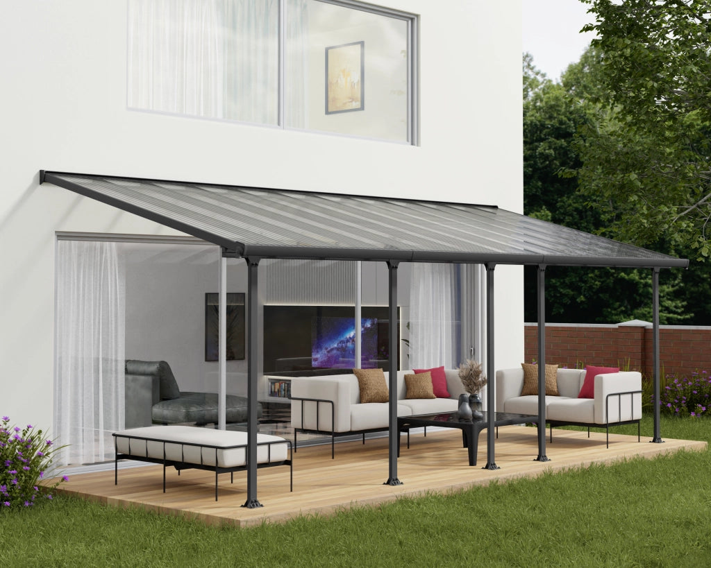 Pergola Addossata in Alluminio Feria 3X7.3 m colore Grigio