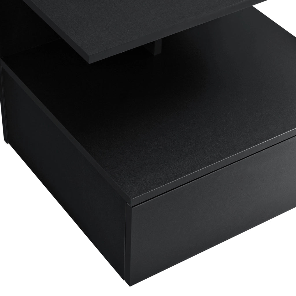 Comodino da Parete Amberg con Cassetto e Ripiani 40x35x31 cm - Nero [en.casa]