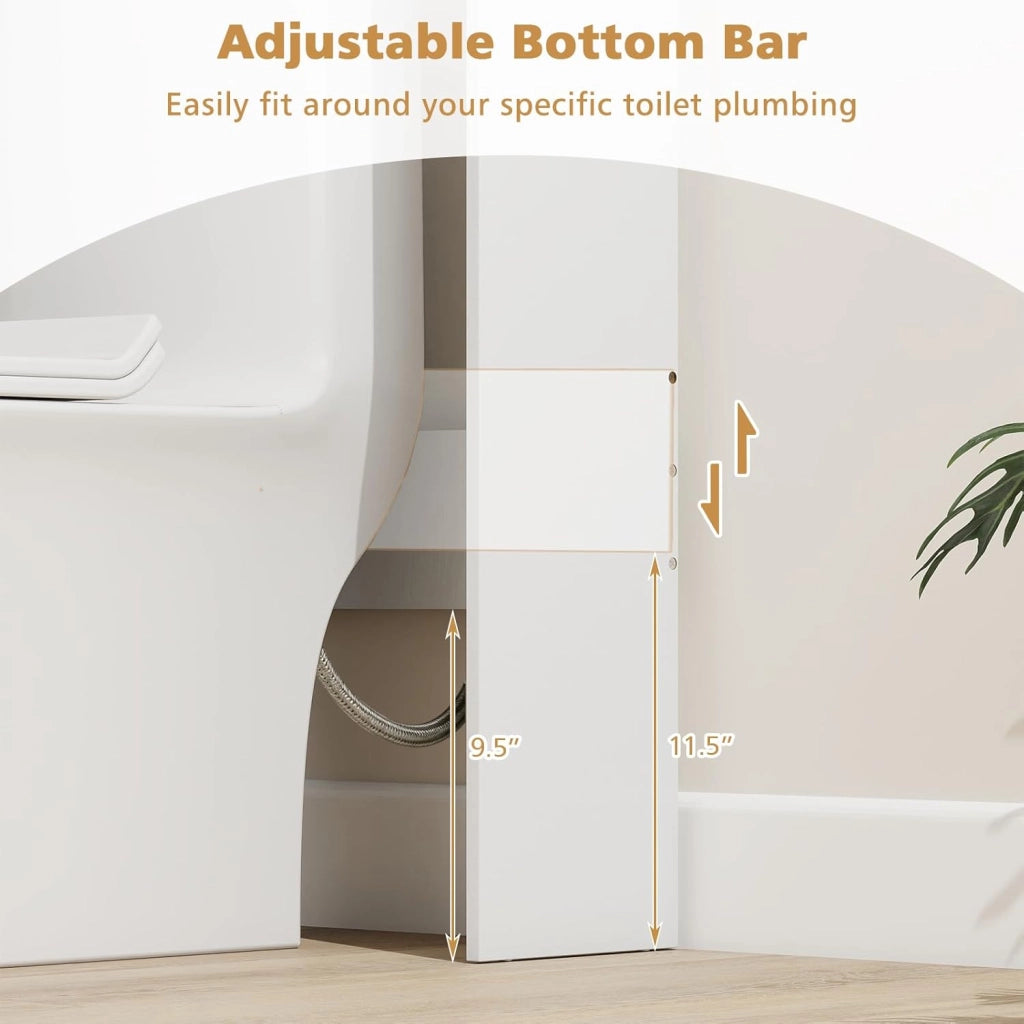 Armadietto per WC da bagno, con 2 ante a battente, ripiani regolabili e scomparti per carta igienica, salvaspazio per WC sopra WC, 81,5 x 19,5 x 172,5 cm (bianco)