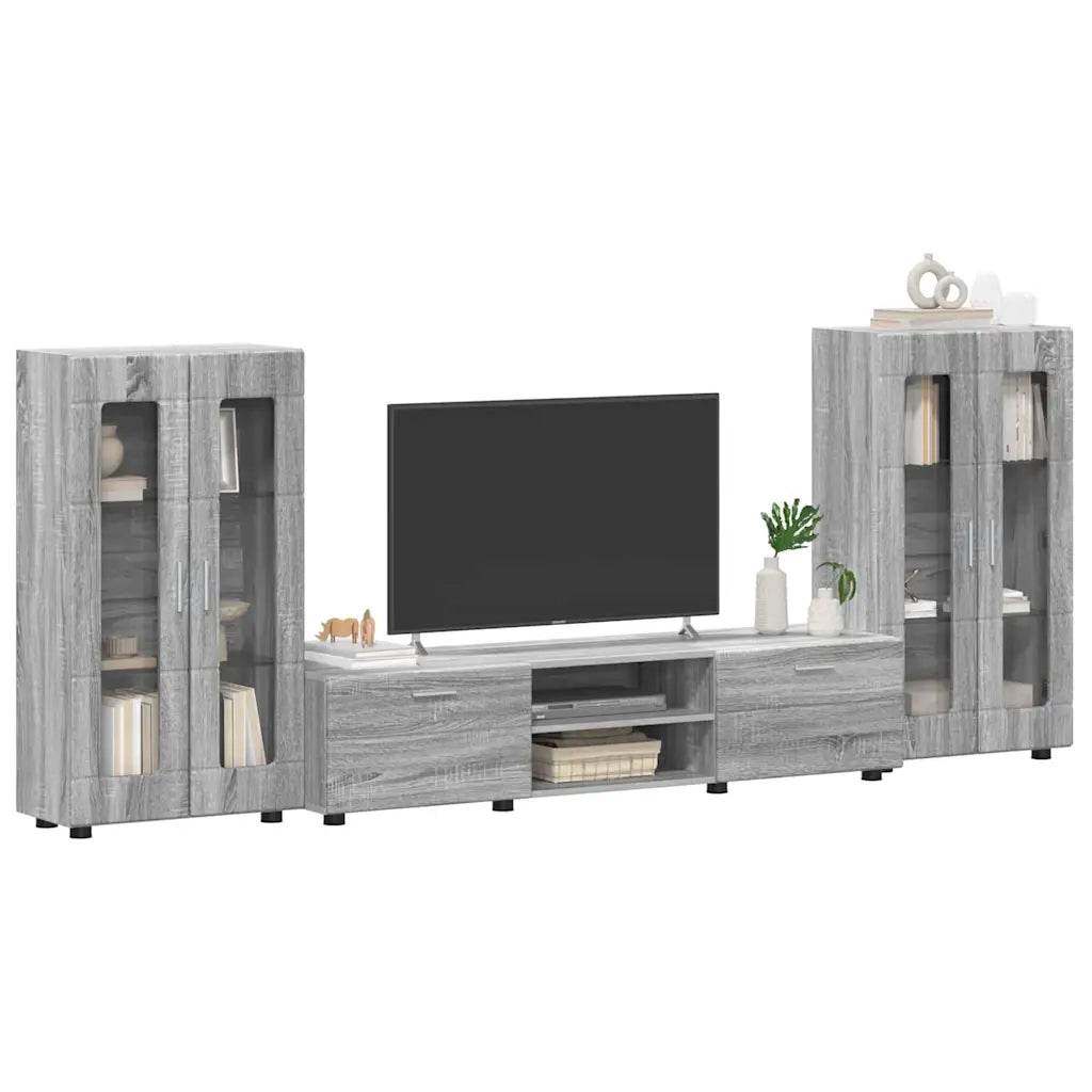 Set mobile TV con porta FLORIN Grigio Sonoma Legno multistrato