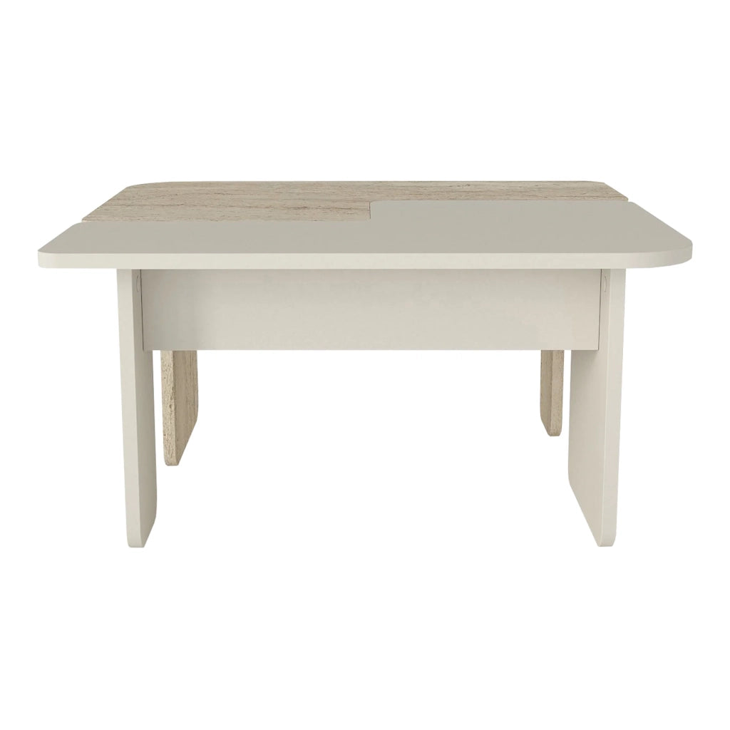 Tavolino da caffè con consolle laterale in due parti 75 x 75 x 38 cm travertino greige 03_0010787