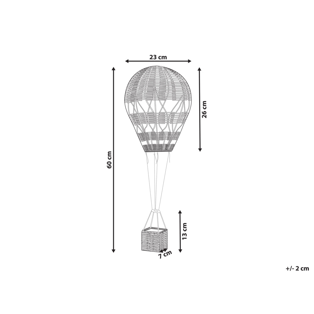 Decorazione rattan beige naturale 60 cm mongolfiera fatta a mano cameretta