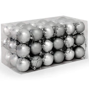 Trade Shop - Confezione 54 Palline Di Natale Colore Silver 6 Cm Addobbo Natalizio -