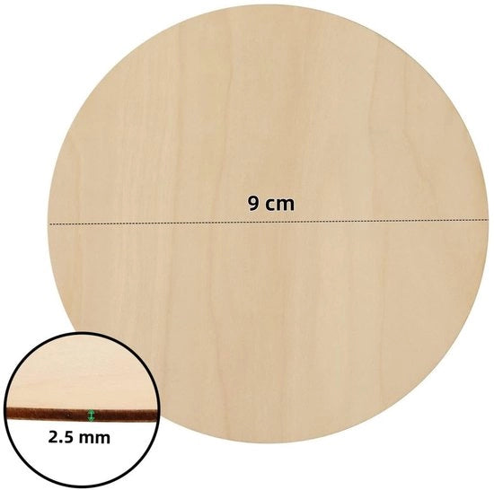 Dischi di legno per supporto - Ronde - 25 pezzi - 9 x 9 cm - Adatti per la pittura - Ideali per progetti di fai da te - Dischi di legno
