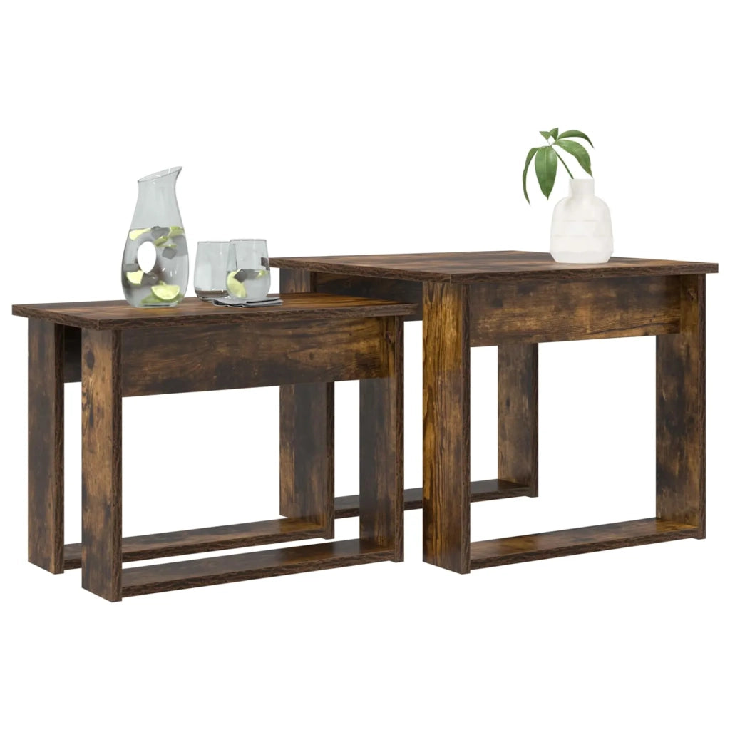 Set di Tavolini da Caffè 2 pcs Rovere fumé Legno multistrato 8000128