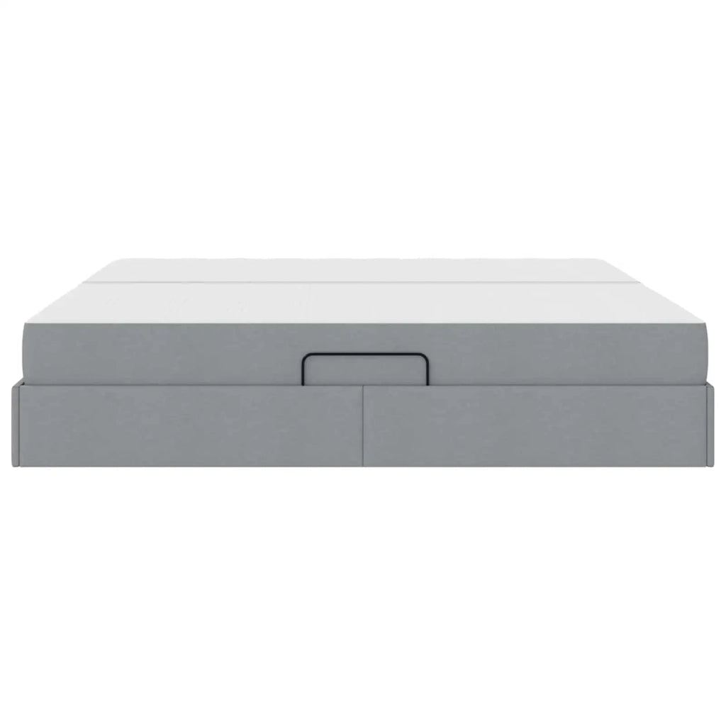 Letto con contenitore e materasso Grigio chiaro 200 x 200 cm