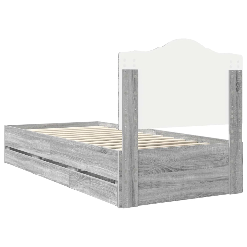 Struttura del letto con cassetto Sonoma grigia 90 x 190 cm 3413462