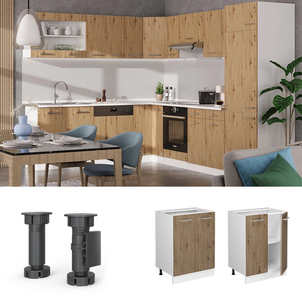 Vicco Mobiletto base cucina Rovere artigianale 60 cm senza piano di lavoro