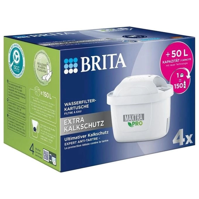 BRITA 122188 MAXTRA PRO Cartuccia filtro acqua Extra protezione anticalcare 4 pezzi capacita' 150 litri colore Bianco