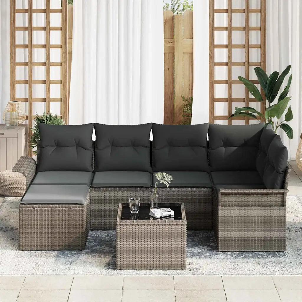 Set Divano da Giardino 7 pcs Grigio polyrattan 3354108