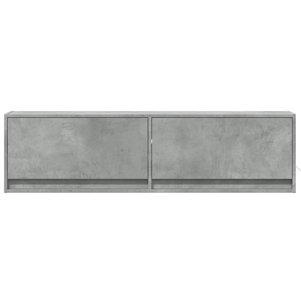 Mobile TV a Parete con Luci LED Grigio Cemento 140x31x38 cm