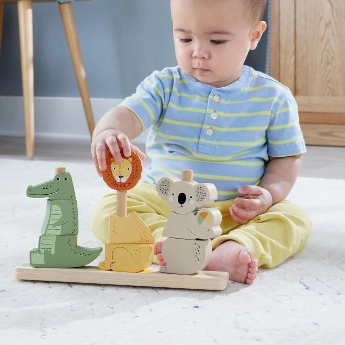 Animali da impilare e ordinare in legno Fisher-Price, 10 pezzi HXV04