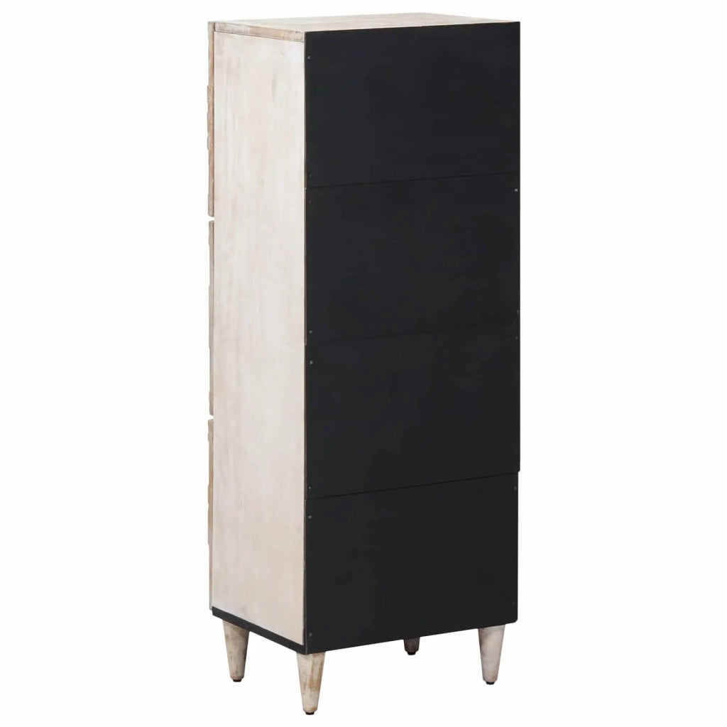 Mobile Alto Bianco 40 x 33,5 x 110 cm Legno di mango massello 4018397