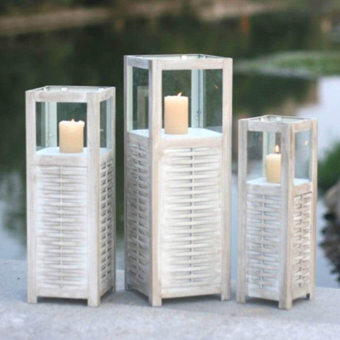 Set 3 Lanterne Marie in Acciaio Bianco