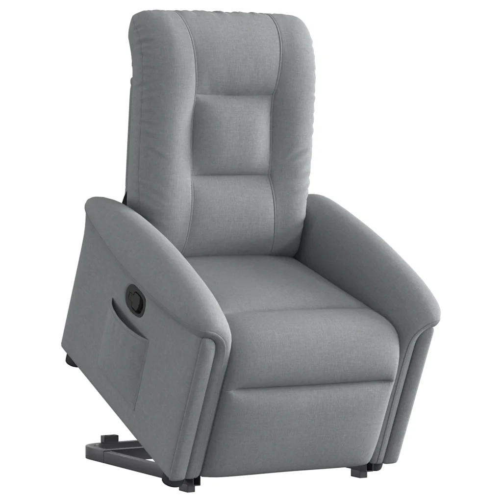 Poltrona Alzapersona Reclinabile Grigio Chiaro in Tessuto 3303254