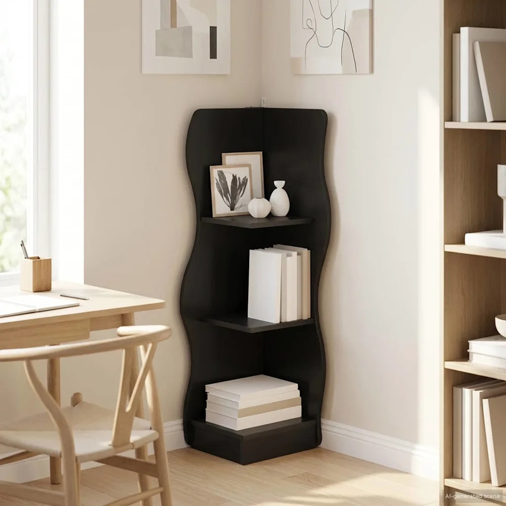 Mensola angolare Nero 34 x 33 x 102 cm Legno ingegnerizzato 899937