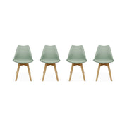 Set 4 sedie scandinave imbottite con gambe in legno , verde celadon
